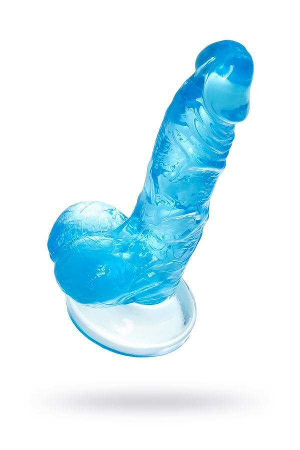 Şeffaf Mavi Testisli Vantuzlu 16cm Yumuşak Jel Dildo