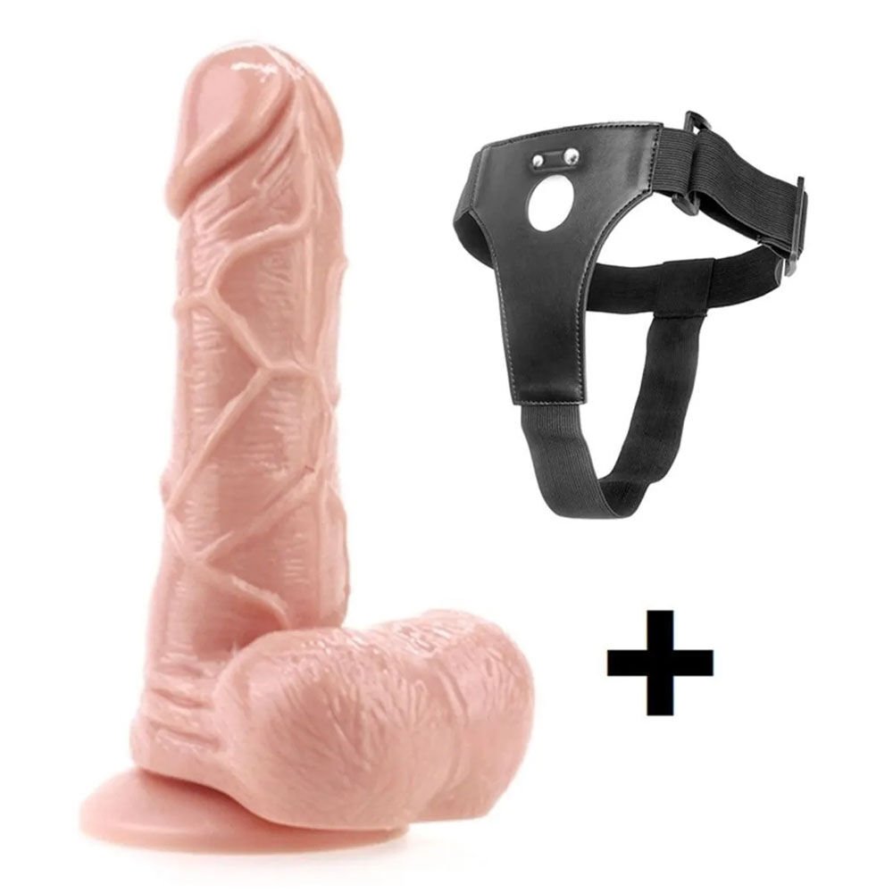 Realdo Strappy 15cm Gerçekçi Testisli Belden Bağlamalı Strap On Protez Penis