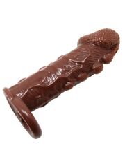 Censan 3 cm Uzatmalı Damarlı Penis Kılıfı Esmer