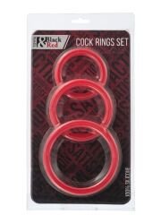 Censan Black & Red Penis Halkası Seti Silikon Kırmızı Ø6/5/4 cm