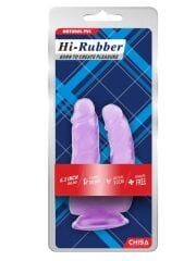 Hi-Rubber Şeffaf Jel İkili Dildo - 18cm Mor