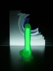 Censan Beyond Yeşil Dick Glow Gece Parlayan Dildo, Silikon, Şeffaf, 18 cm
