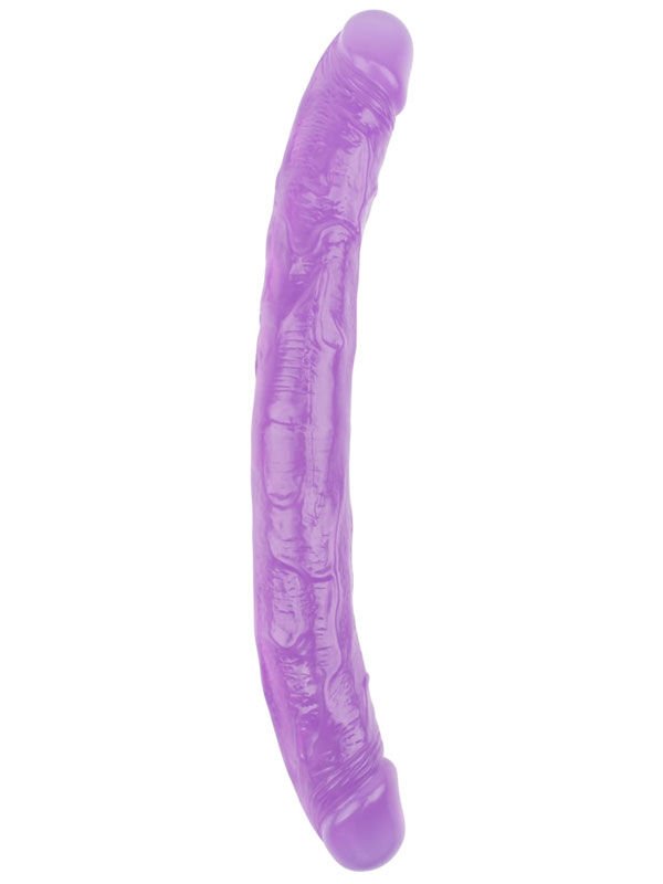 Hi-Rubber Şeffaf Jel Çift Taraflı Dildo - 32.5cm Mor