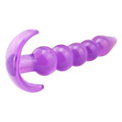 Backpart Boğumlu Şeffaf Silikon Anal Tıkaç - Mor