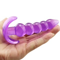 Backpart Boğumlu Şeffaf Silikon Anal Tıkaç - Mor