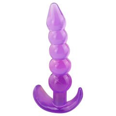Backpart Boğumlu Şeffaf Silikon Anal Tıkaç - Mor