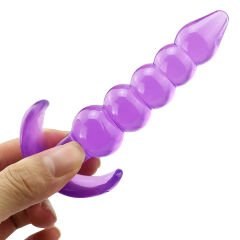 Backpart Boğumlu Şeffaf Silikon Anal Tıkaç - Mor