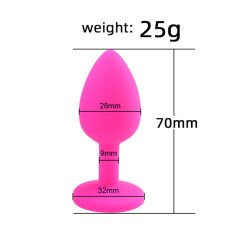 Backpart Taşlı Silikon Anal Tıkaç - Pembe