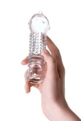 Tırtıklı Noktalı Şeffaf 14.7cm Penis Kılıfı