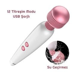 Vibex USB Şarjlı 12 Hızlı Wand Vibratör