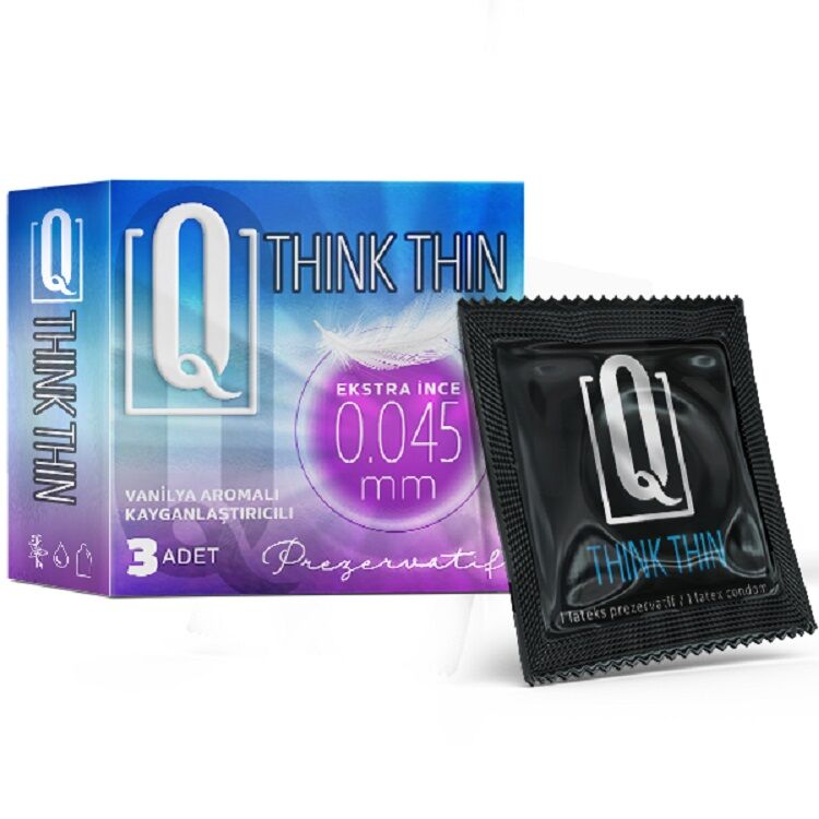 Q Think Thin 3'lü Ekstra İnce Vanilya Aromalı Prezervatif