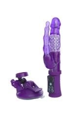 Anal Vajinal Çift Çıkışlı Döner İnci Taneli Çift Motorlu Vantuzlu 22cm Vibratör