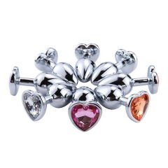 Backpart Paslanmaz Çelik Metal Kalpli Taşlı Anal Tıkaç (Plug) - Small
