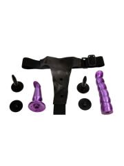 Censan Çift Taraflı Mor Renk Belden Bağlamalı Dildo