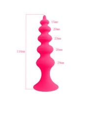Censan Vantuzlu Boğumlu Silikon Anal Plug Pembe