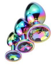 NOXXX Taşlı Çok Renkli Çelik Anal Plug - 3 Boy Set