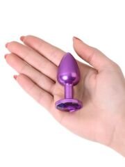 Metal Anal Plug, mor kristalli, 7,2 cm, Ø2,8 cm, 50 g