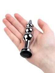 CENSAN Anal Plug Metal gümüş siyah kristalli 11 cm
