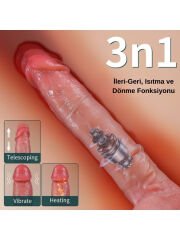 Censan Ultra Realistik Isıtma İleri Geri ve Dönme Fonksiyonlu Gerçekçi Melez Vibratör