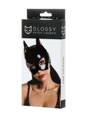 Censan Glossy ANN Deri Kedi Maskesi siyah